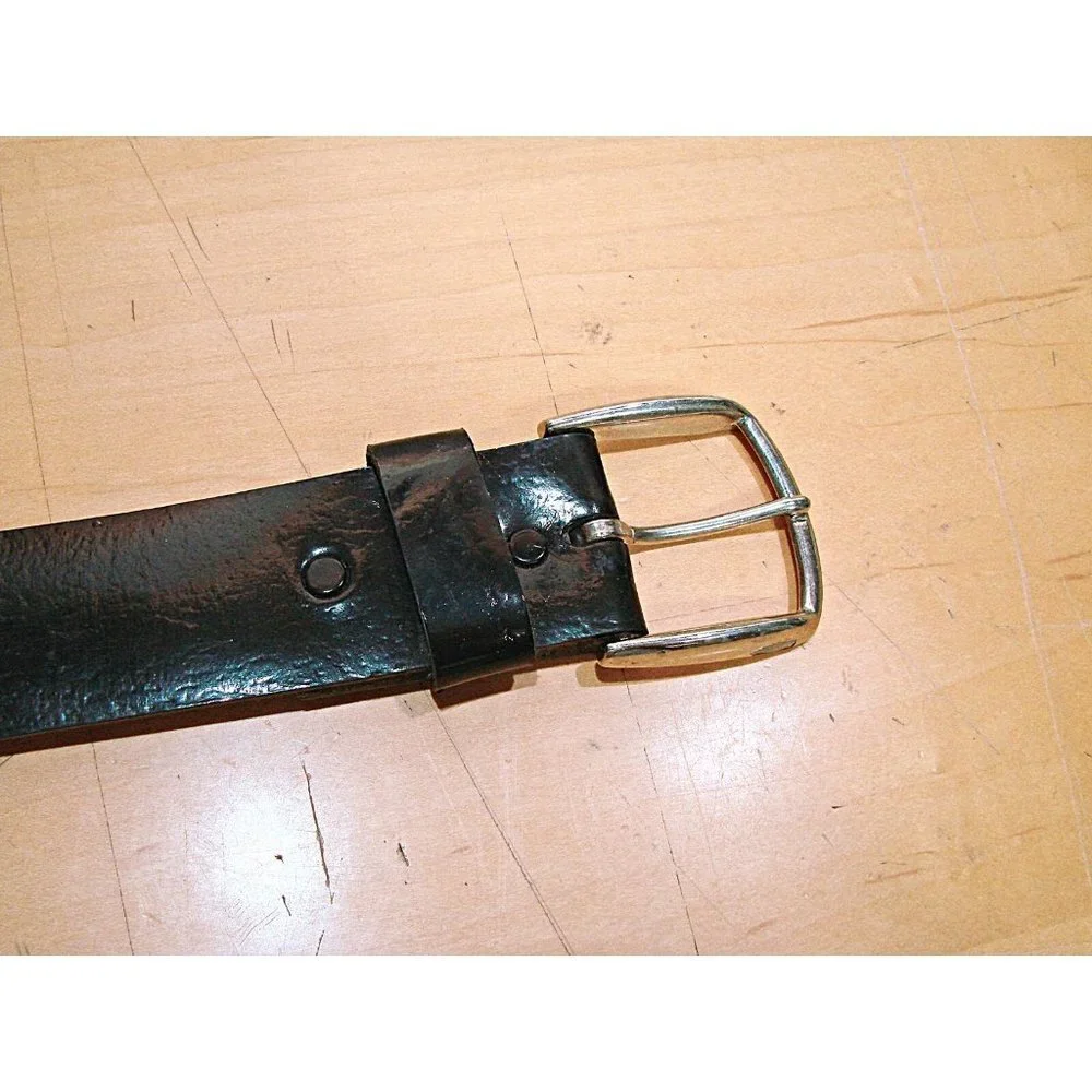 Tex Tan Mens Black Belt Dress Work Casual Size 34 Genuine Leather Silver Buckle
